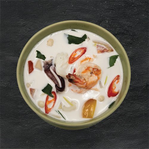 Coconut Galanga Soup With Chicken Prawns Seafood